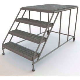 Mobile 4 Step Steel 36"W X 48"L Work Platform Ladder Without Handrails - WLWP043648