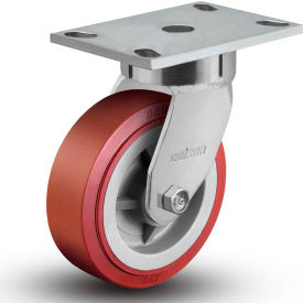 6 Series Swivel Plate Caster - Polyurethane on Polyolefin 8" Diameter 1000 Lb.