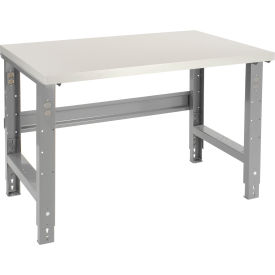 Adjustable Height Workbench, 48 x 30", Laminate Square Edge, Gray