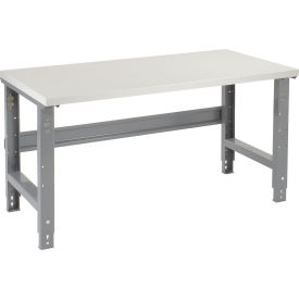 Adjustable Height Workbench, 72 x 36", Laminate Square Edge, Gray