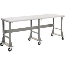 Extra Long Mobile Workbench, 96 x 36", Flared Leg, Laminate Square Edge