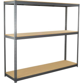 3 Shelf Heavy Duty Channel Boltless Shelving Starter 96"W x 24"D x 96"H, Wood Deck