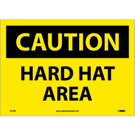 Safety Signs - Caution Hard Hat Area - Vinyl 10"H X 14"W