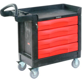 Mobile Workcenter w/4 Drawers, 500 lb. Capacity, 40"L x 18"W x 33-1/2"H, Black