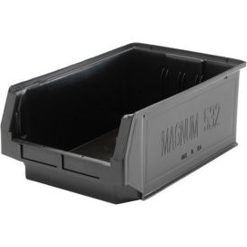 Plastic Magnum Stacking Bin, 20"L x 12"W x 8"H, Black