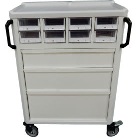 Medical Delivery Cart with 8 Bins & 3 Drawers, White