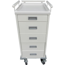 Medical Equipment Cart with 5 Drawers, White