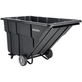 Heavy Duty Plastic Tilt Truck, 1.5 Cu. Yd. Cap,1600 Lbs. Cap, Black