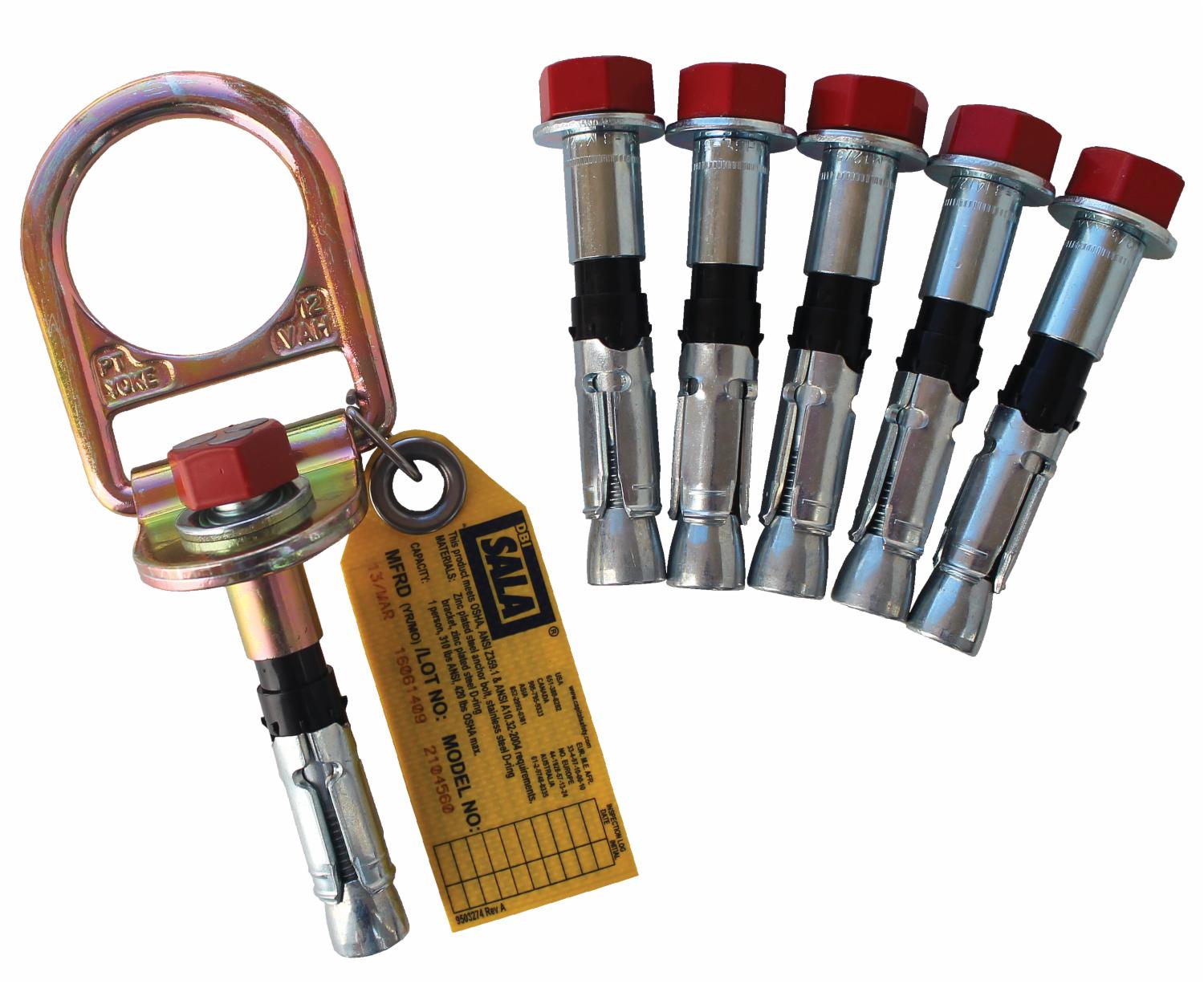 3M DBI-SALA Concrete D-ring Anchor, 5 Extra Bolts, 6/Pack