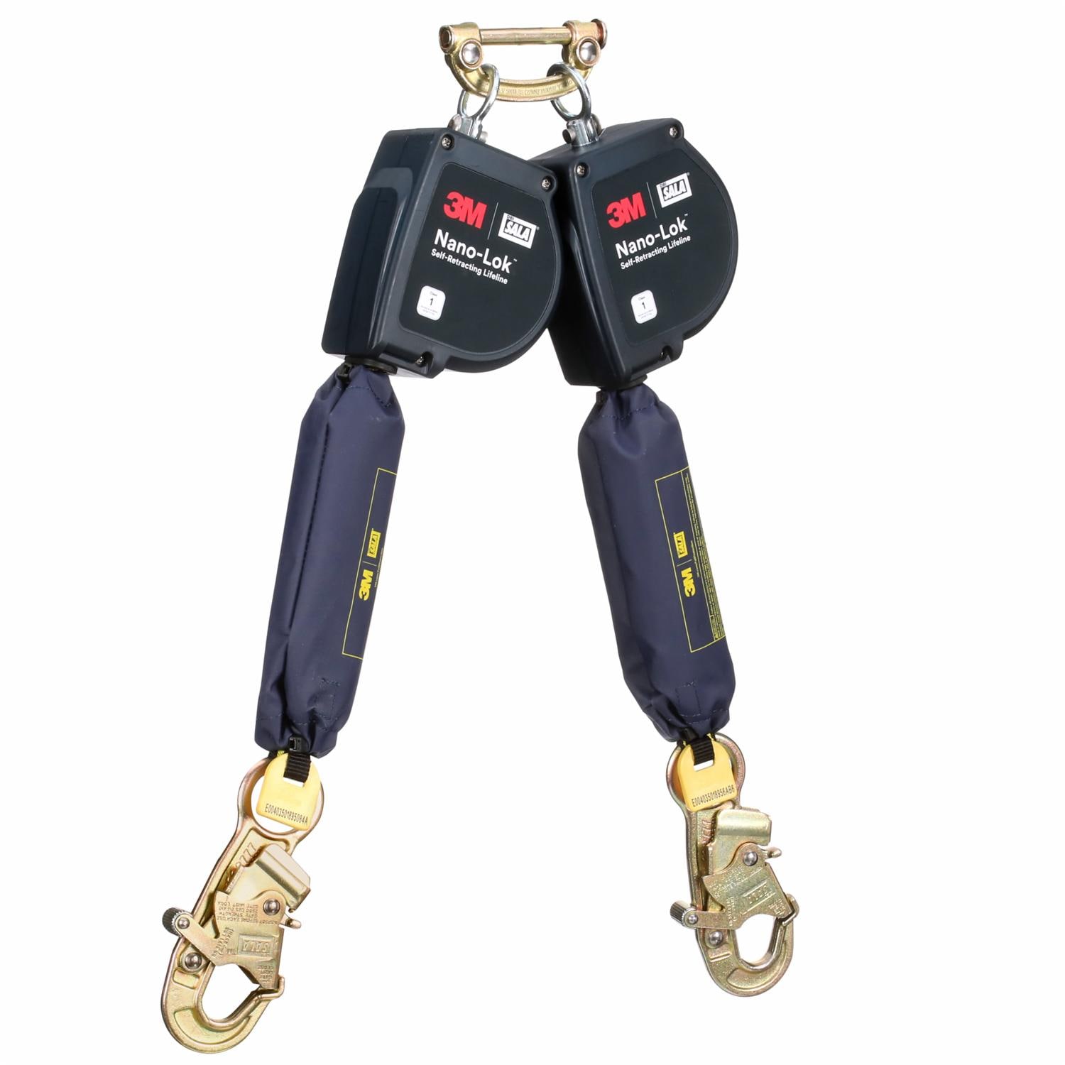 3M DBI-SALA Nano-Lok Extended Length Twin-Leg Personal Self-Retracting Lifeline, Web, 11 ft