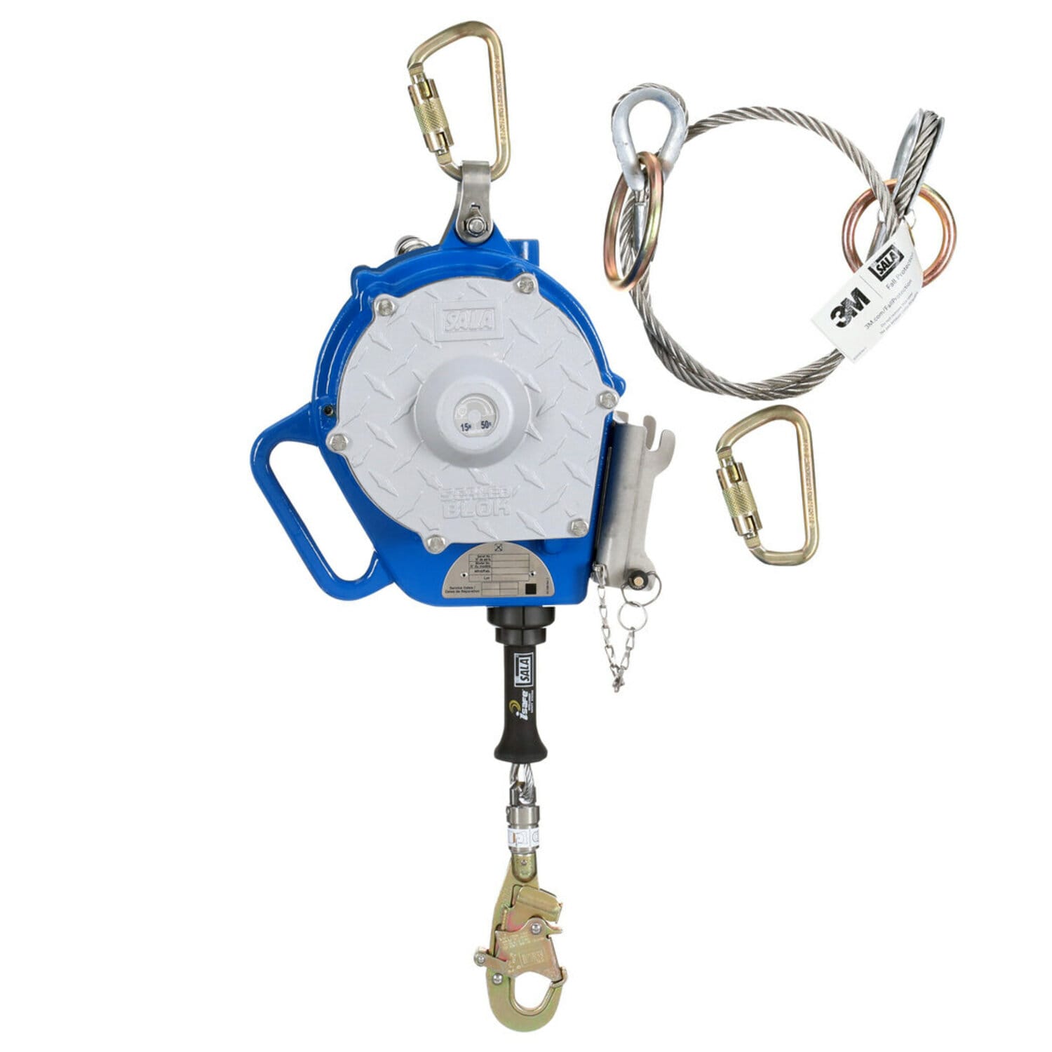 3M DBI-SALA Sealed-Blok 3-Way Self-Retracting Lifeline, 50 ft, Stainless Steel Cable