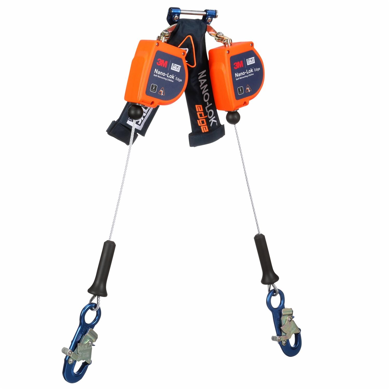 3M DBI-SALA Nano-Lok edge Twin-Leg Personal Self-Retracting Lifeline, Galvanized Cable, 8 ft