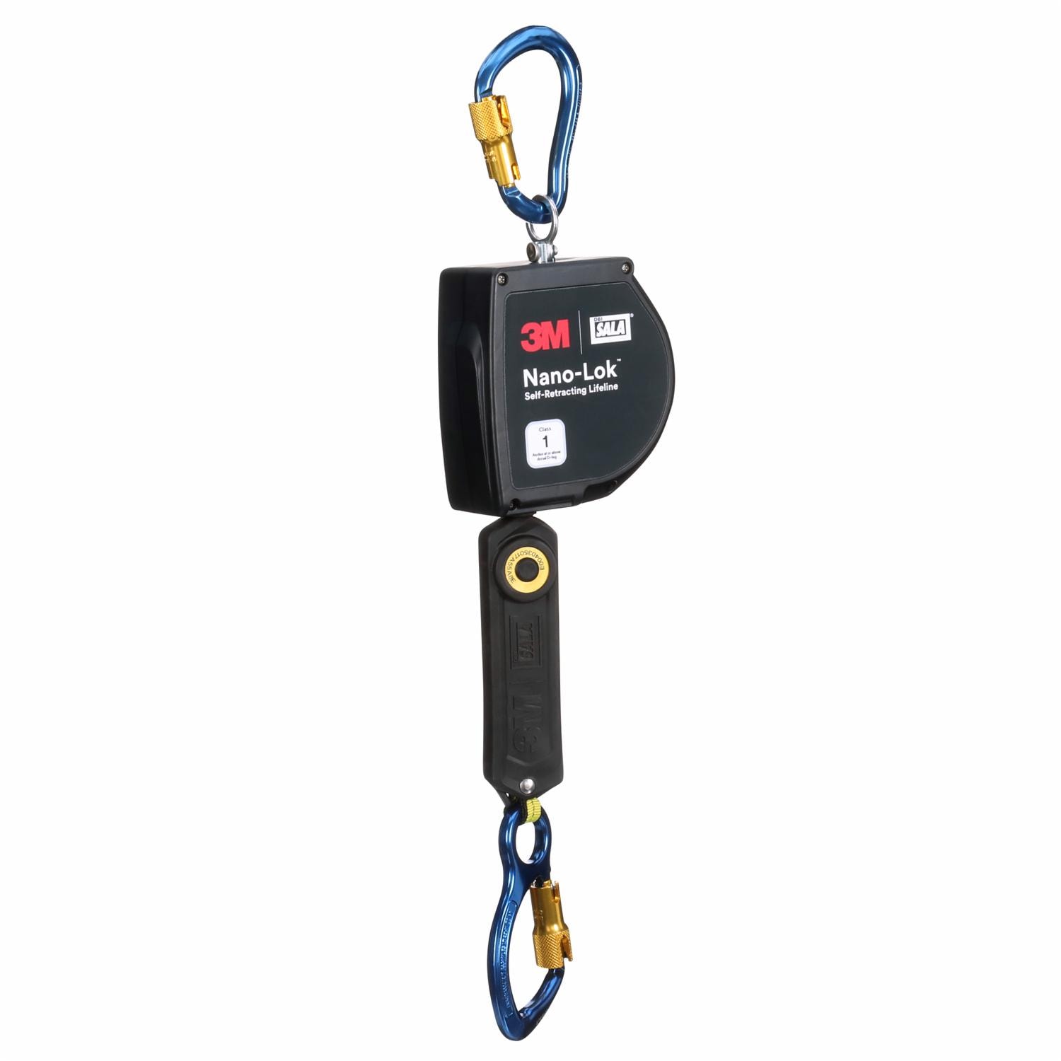 3M DBI-SALA Nano-Lok XL Self-Retracting Lifeline, Web, Aluminum Carabiner, 20 ft., Class 1