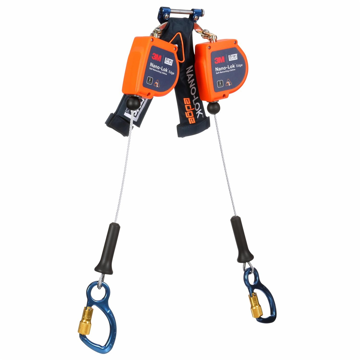3M DBI-SALA Nano-Lok edge Twin-Leg Personal Self-Retracting Lifeline, Galvanized Cable, 8 ft