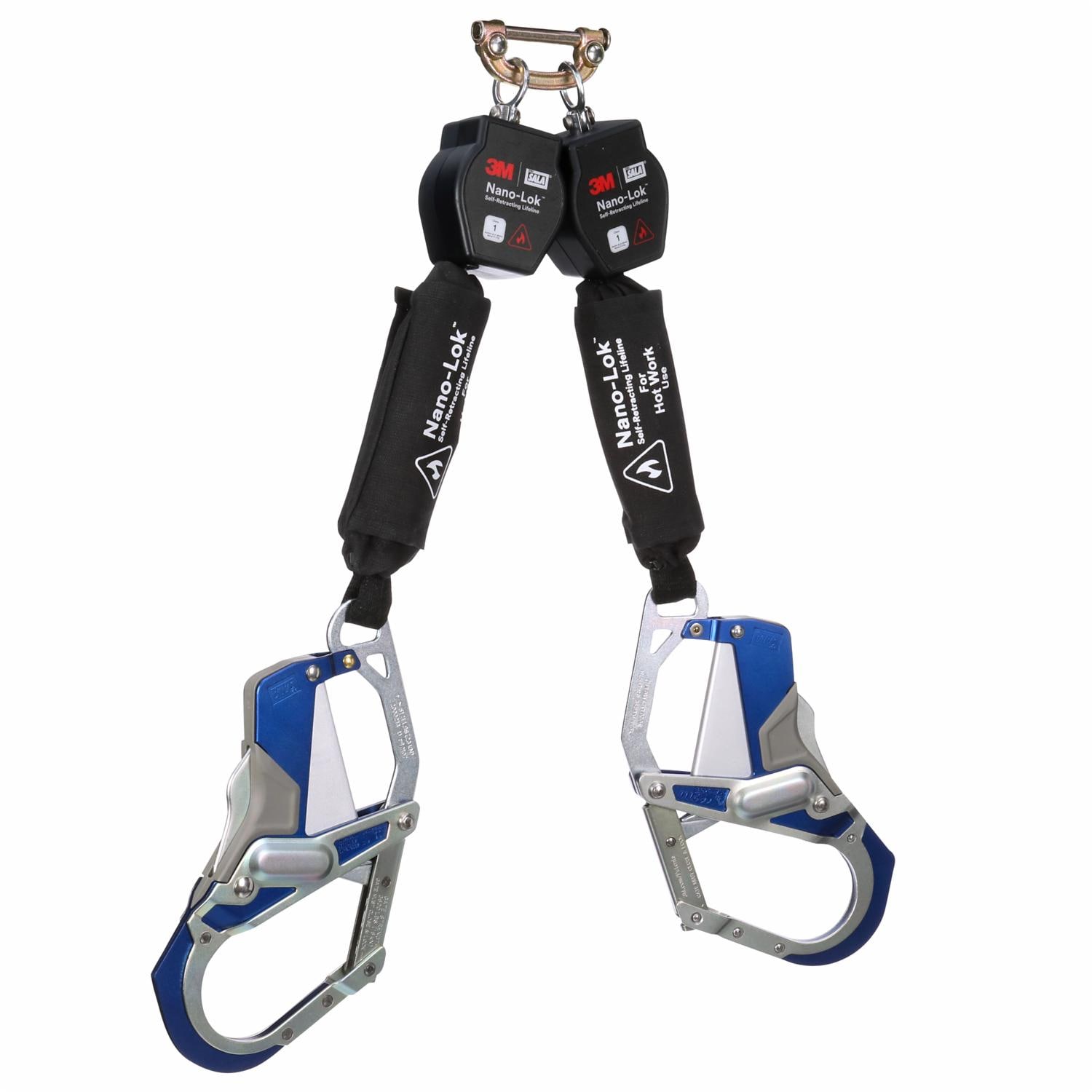 3M DBI-SALA Nano-Lok Twin-Leg Self-Retracting Lifeline, 6ft, Comfort Grip Hook