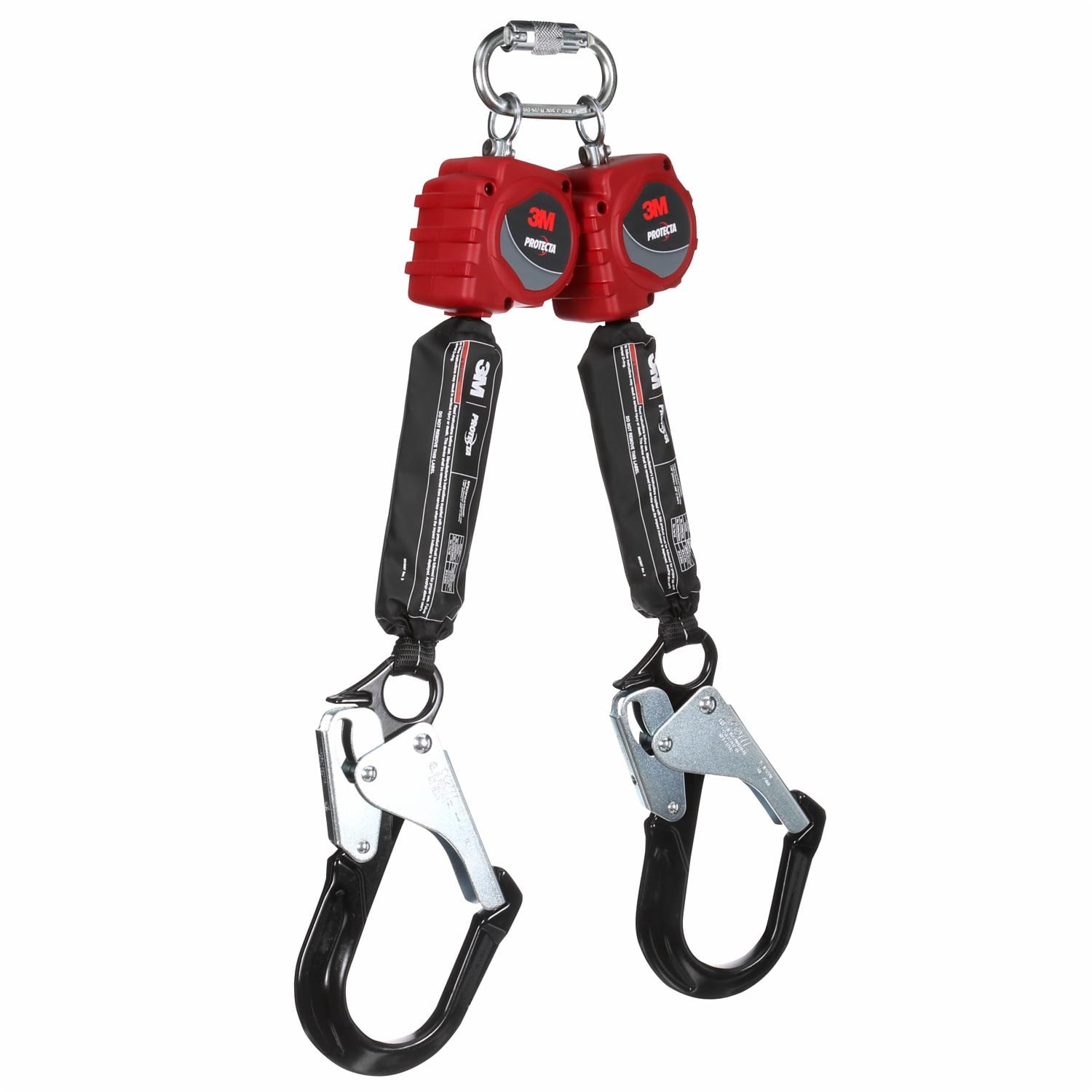 3M Protecta Twin-Leg Self-Retracting Lifeline with Carabiner, Web, Aluminum Rebar Hook, 6 ft