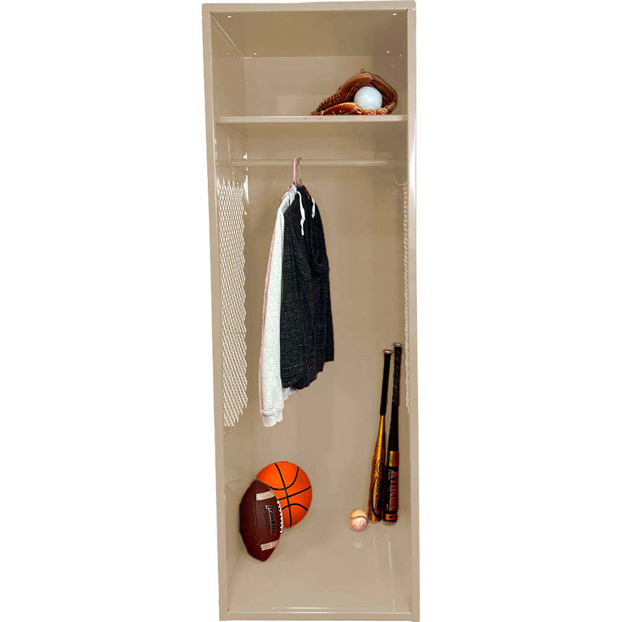 Open Gear Locker, 24"W x 18"D x 72"H, Putty