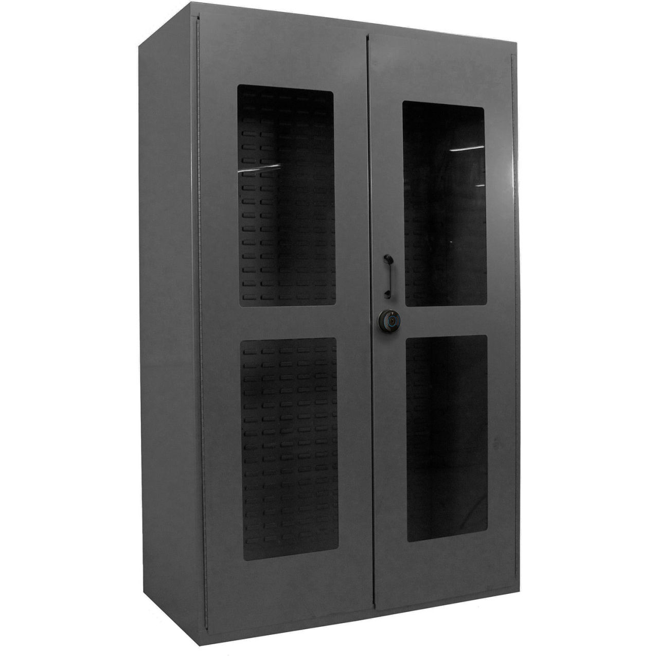 Clear-View Storage Cabinet, Fully Louvered, All-Welded, 48"W x 24"D x 78"H, Gray