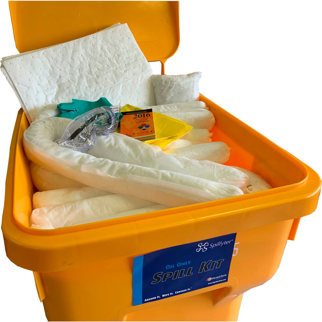 Oil Only Dash Spill Kit, 90 Gallon Capacity Wheeled Bin