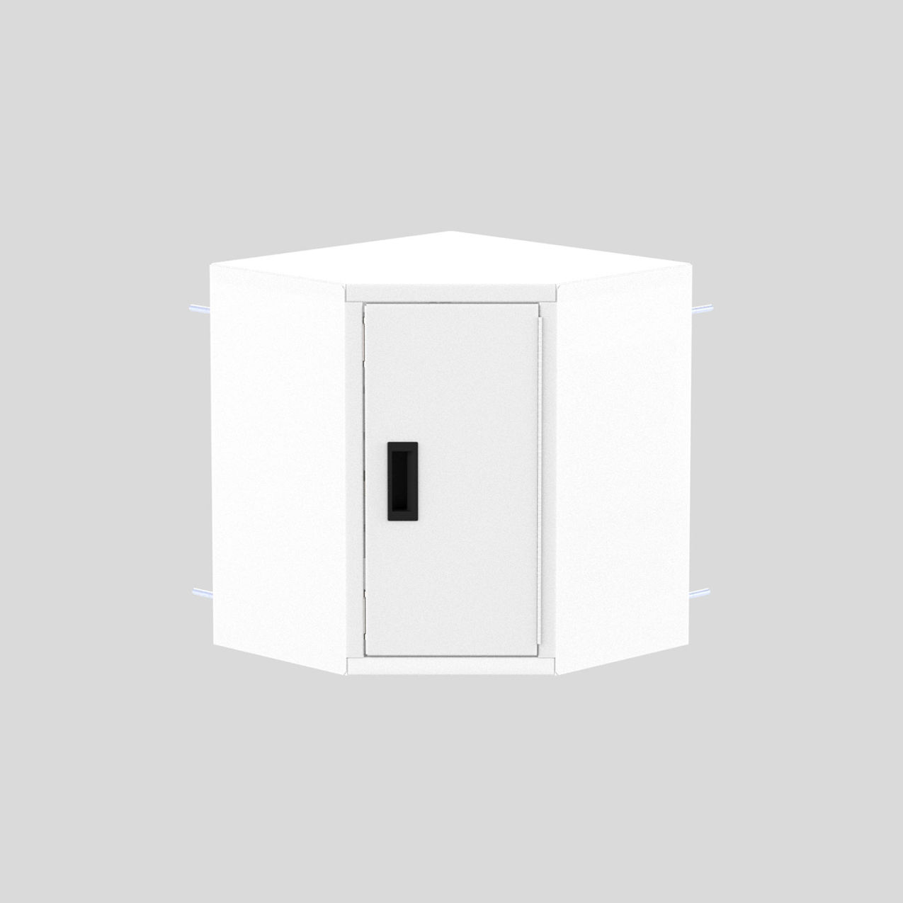 Corner Wall Mountable Storage Cabinet, Right Hinge, 21"Wx21"Dx24"H, All-Welded, White