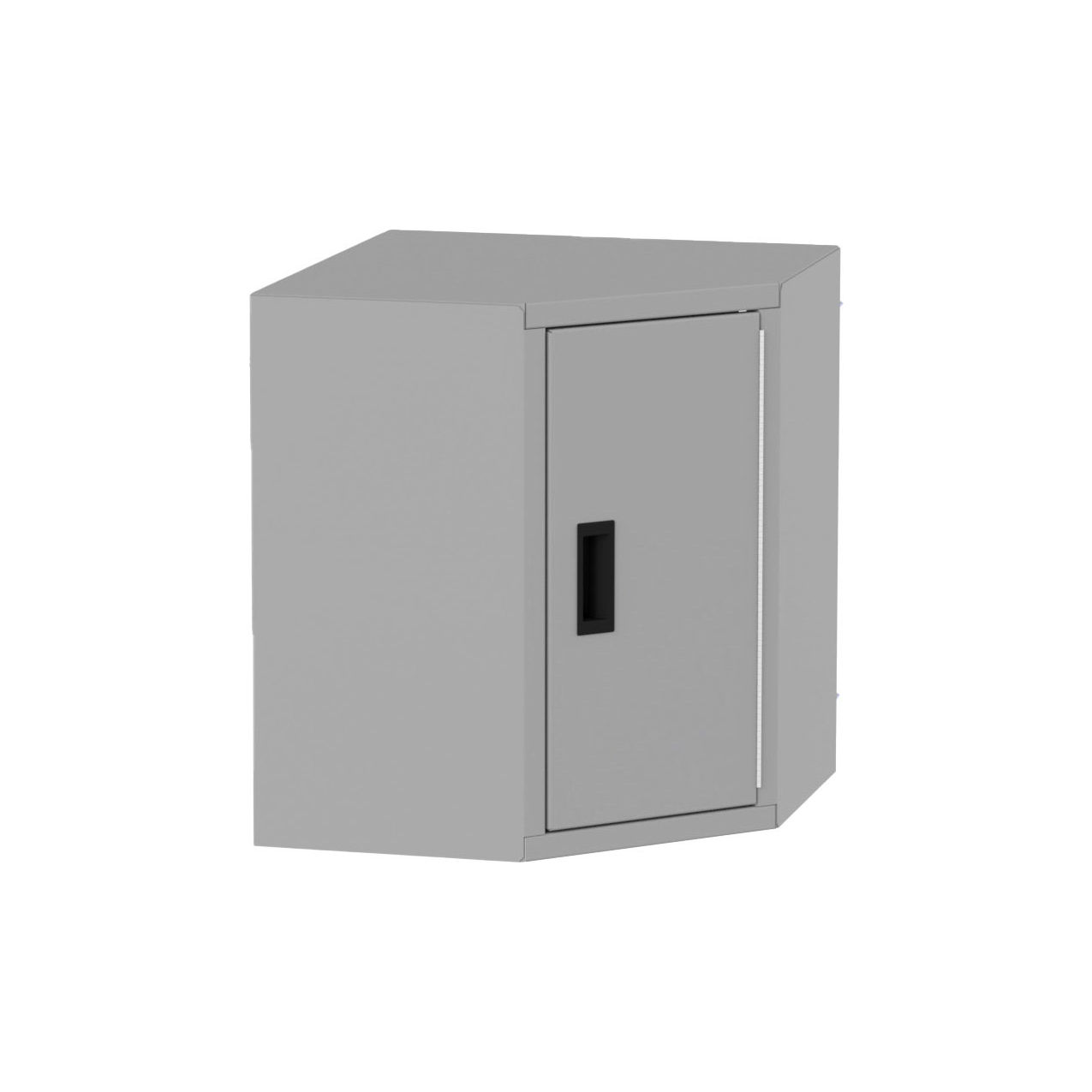Corner Wall Mountable Storage Cabinet, Right Hinge, 21"Wx21"Dx24"H, All-Welded, Silver