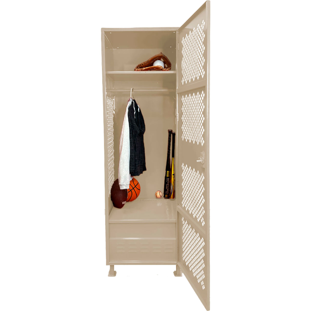 1 Door Security Gear Locker with Foot Locker & Legs, 24"W x 24"D x 76"H, Putty