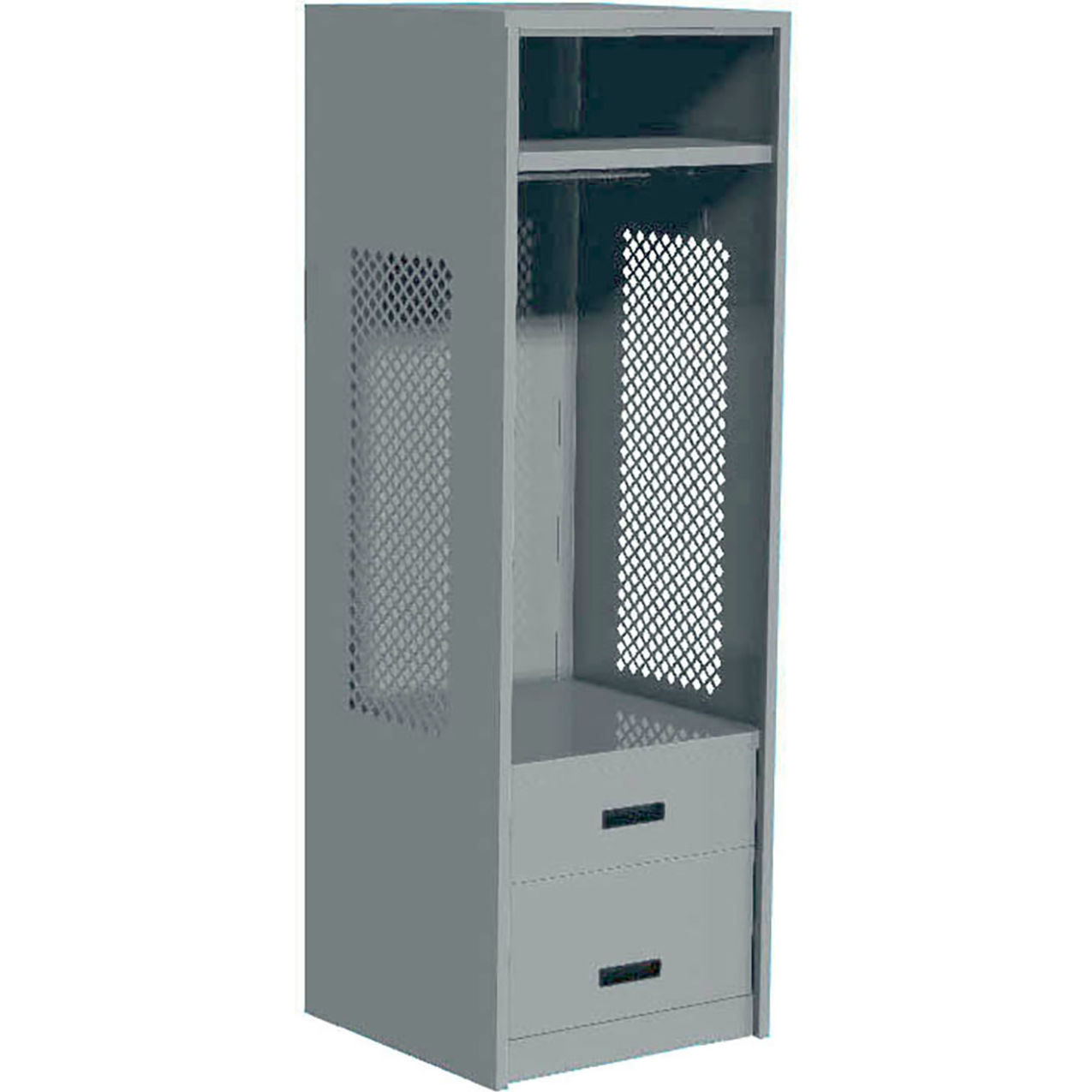 Open Gear Locker with 2 Drawers, 24"W x 18"D x 72"H, Gray