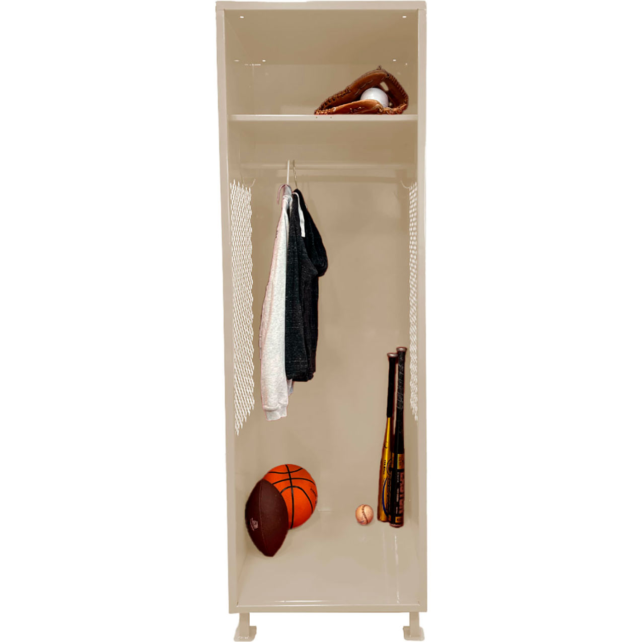 Open Gear Locker with Legs, 24"W x 18"D x 76"H, Putty