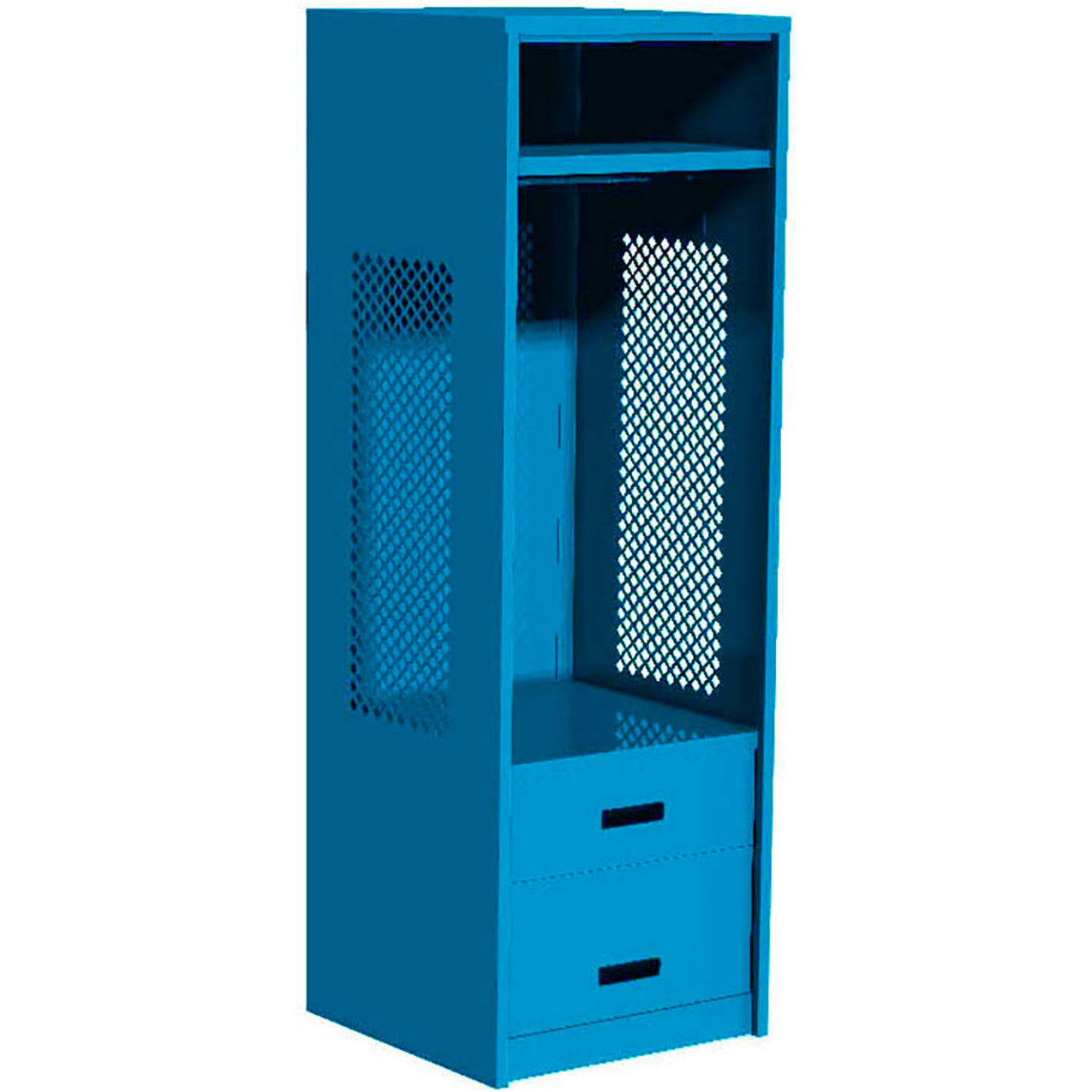Open Gear Locker with 2 Drawers, 24"W x 18"D x 72"H, Light Blue