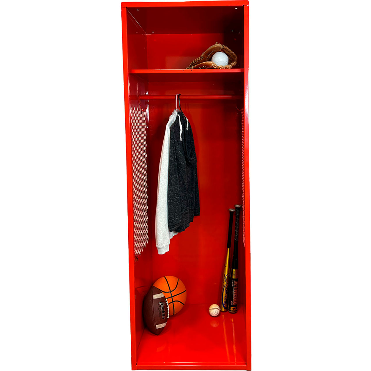 Open Gear Locker, 24"W x 24"D x 72"H, Red