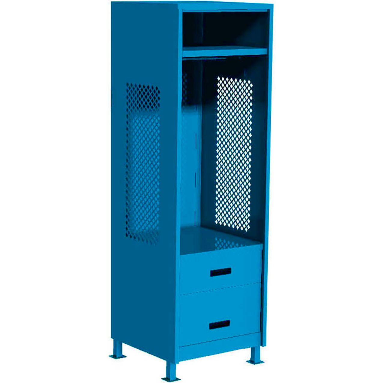 Open Gear Locker with 2 Drawers & Legs, 24"W x 18"D x 76"H, Light Blue