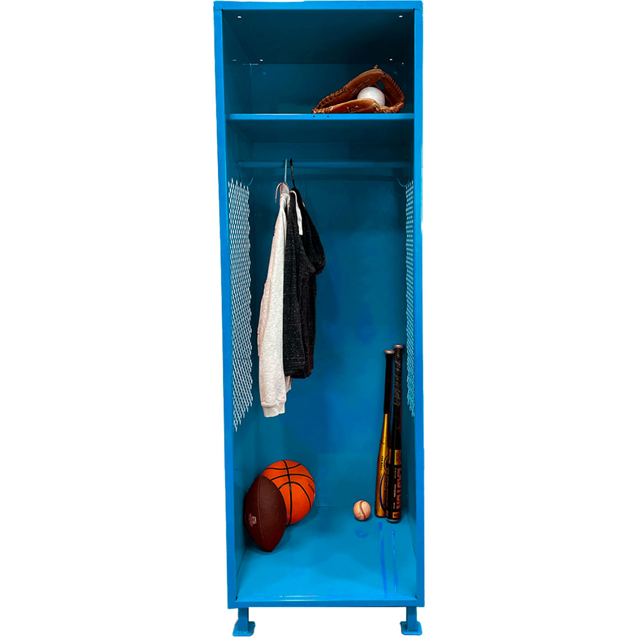 Open Gear Locker with Legs, 24"W x 24"D x 76"H, Light Blue