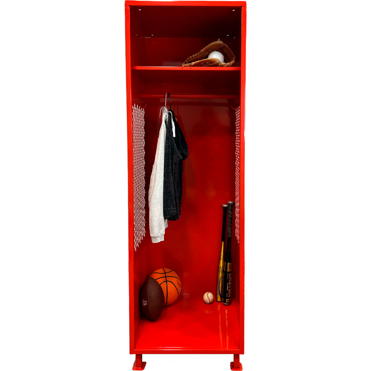 Open Gear Locker with Legs, 24"W x 24"D x 76"H, Red