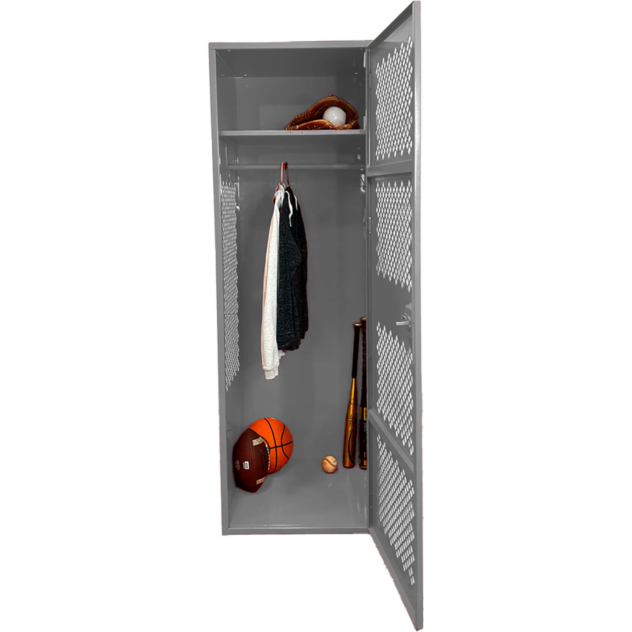 1 Door Security Gear Locker, 24"W x 18"D x 72"H, Gray