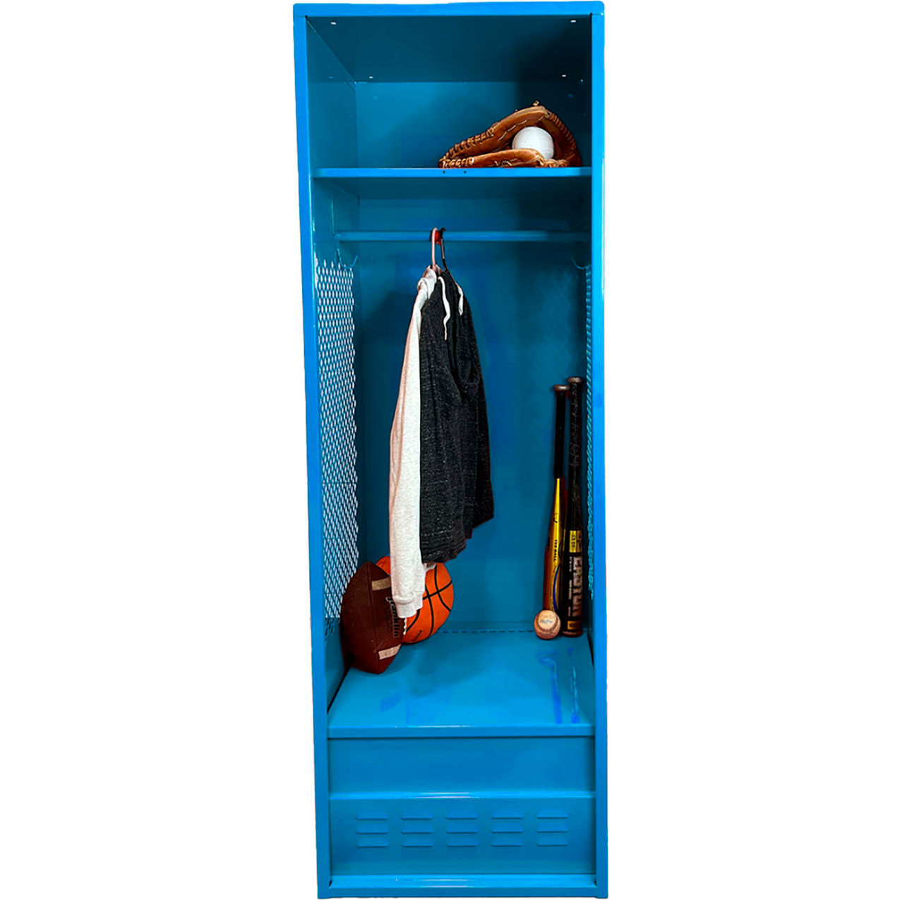 Open Gear Locker with Foot Locker, 24"W x 18"D x 72"H, Light Blue