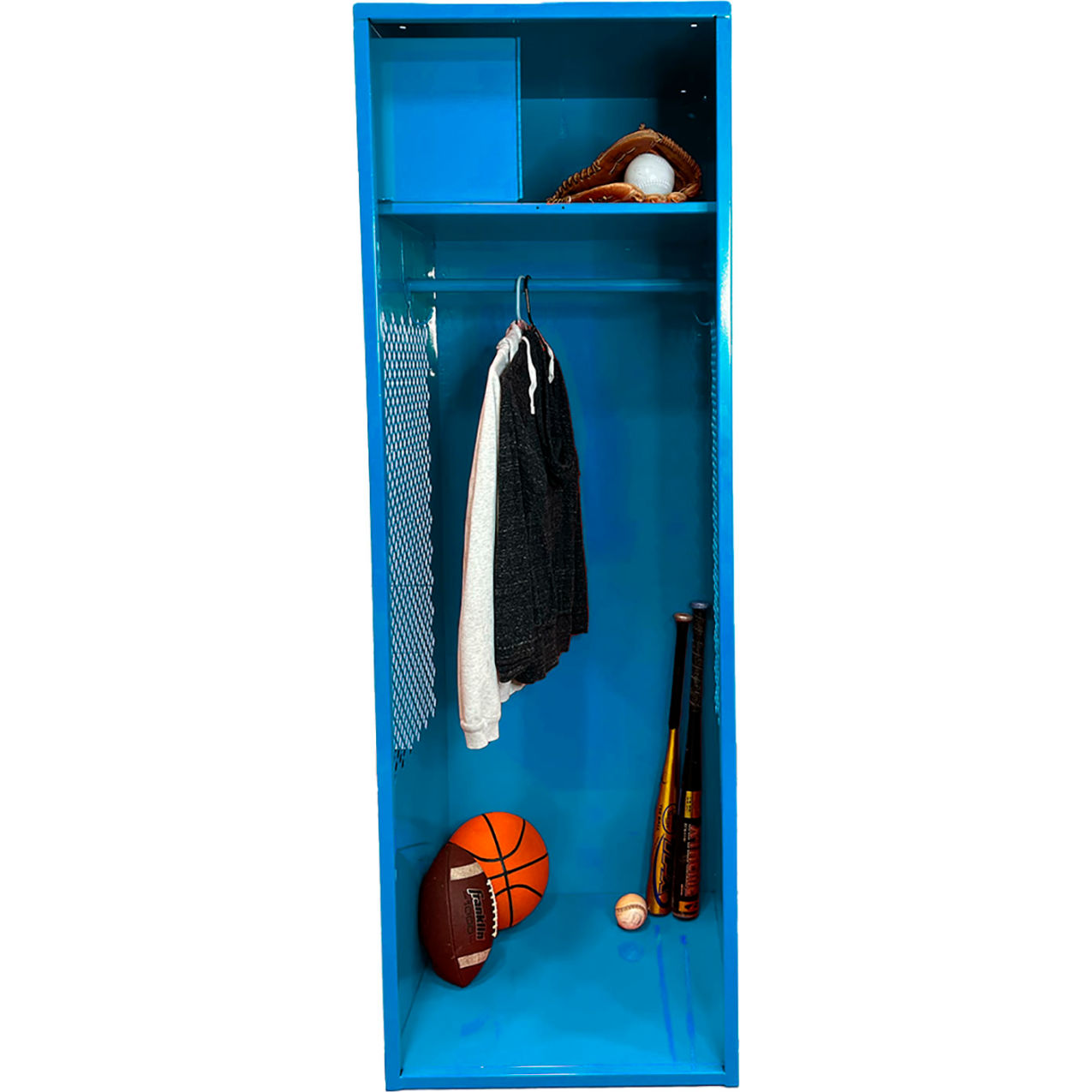 Open Gear Locker with Top Compartment, 24"W x 24"D x 72"H, Light Blue