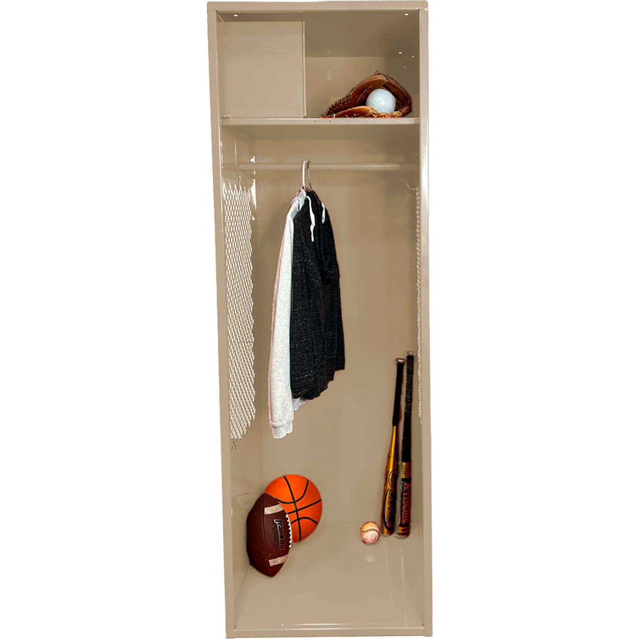 Open Gear Locker with Top Compartment, 24"W x 24"D x 72"H, Putty