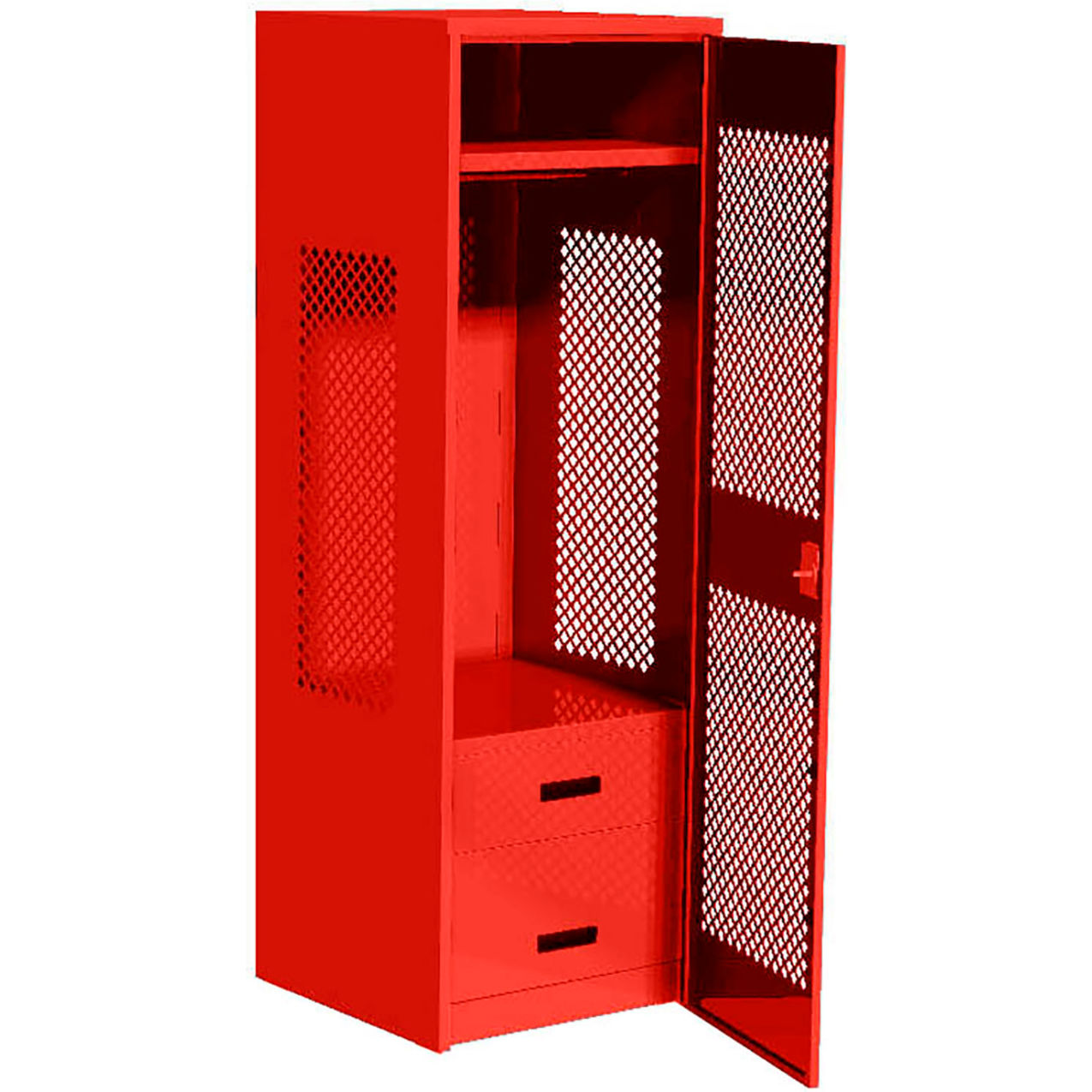 1 Door Security Gear Locker with 2 Drawers, 24"W x 18"D x 72"H, Red