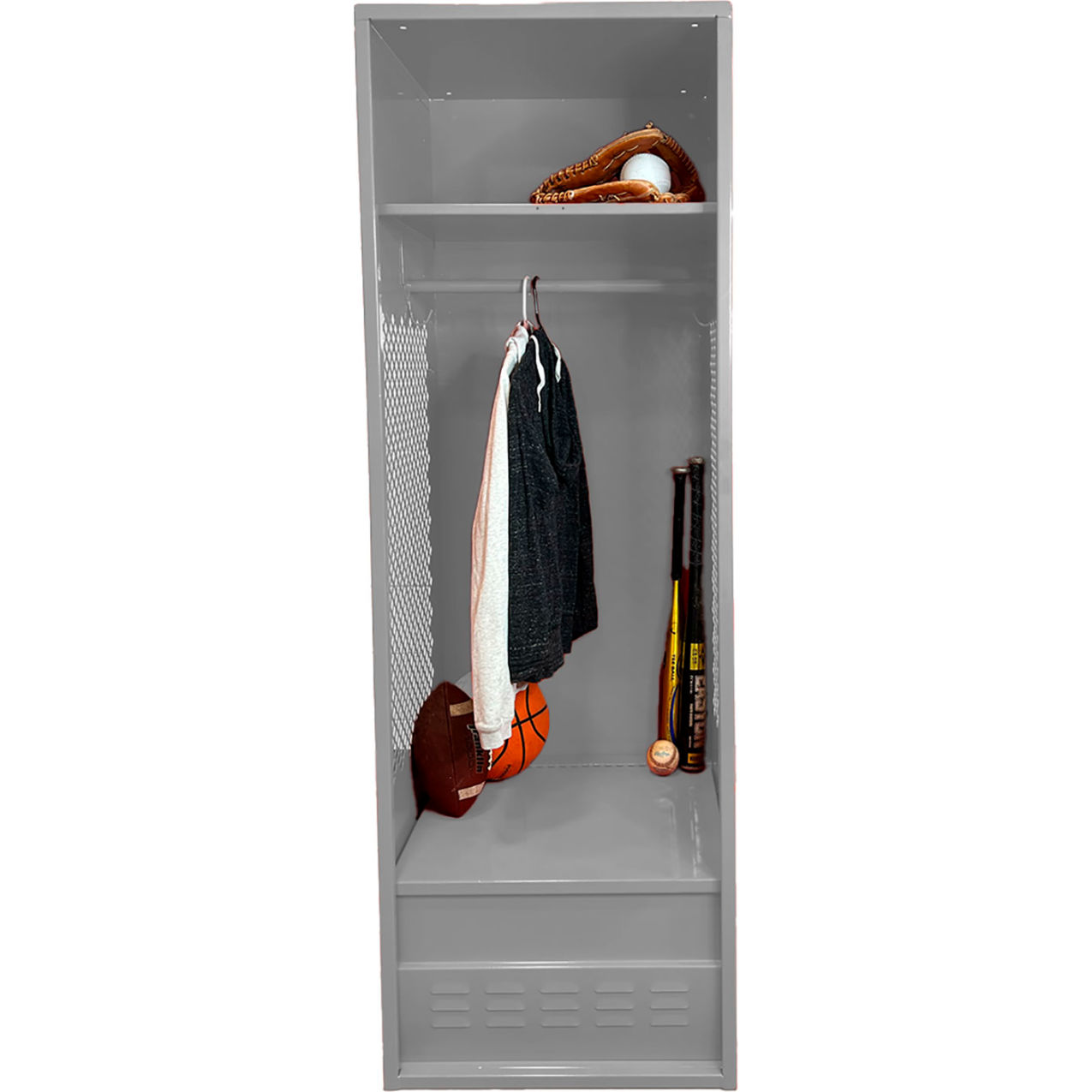 Open Gear Locker with Foot Locker, 24"W x 24"D x 72"H, Gray