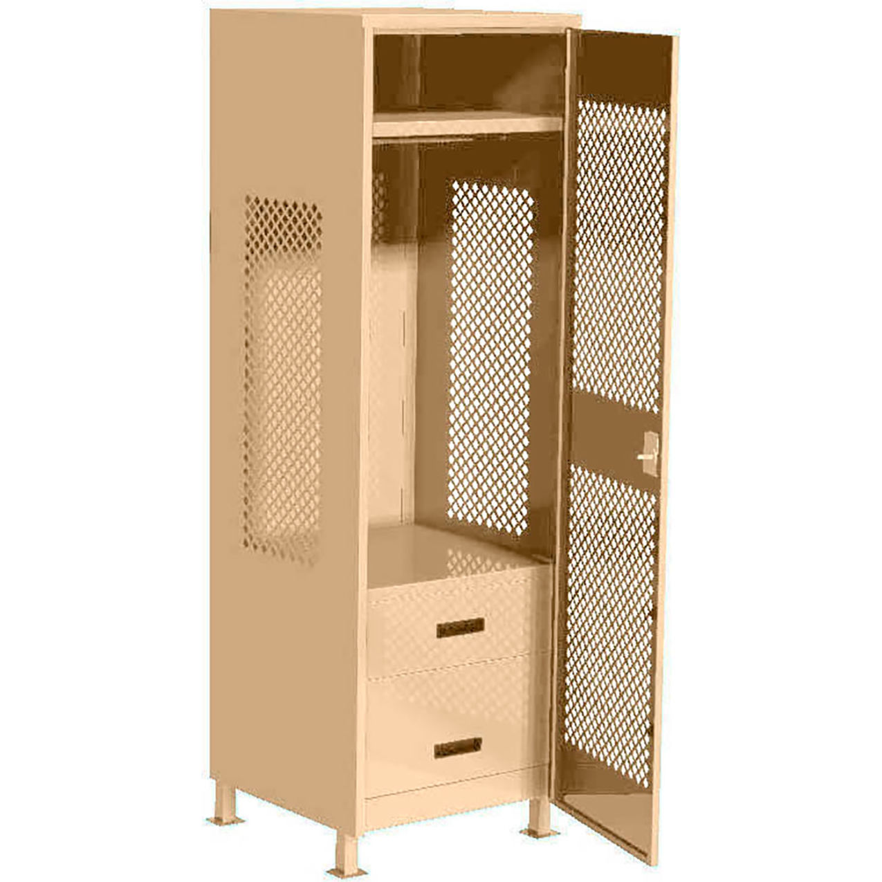1 Door Security Gear Locker with 2 Drawers & Legs, 24"W x 18"D x 76"H, Putty