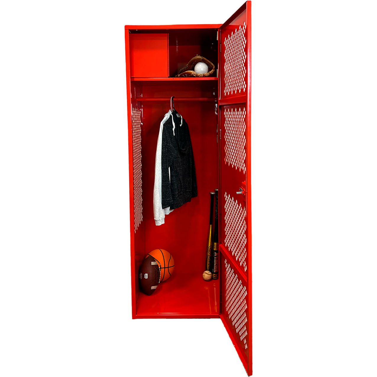 1 Door Security Gear Locker with Top Compartment, 24"W x 18"D x 72"H, Red