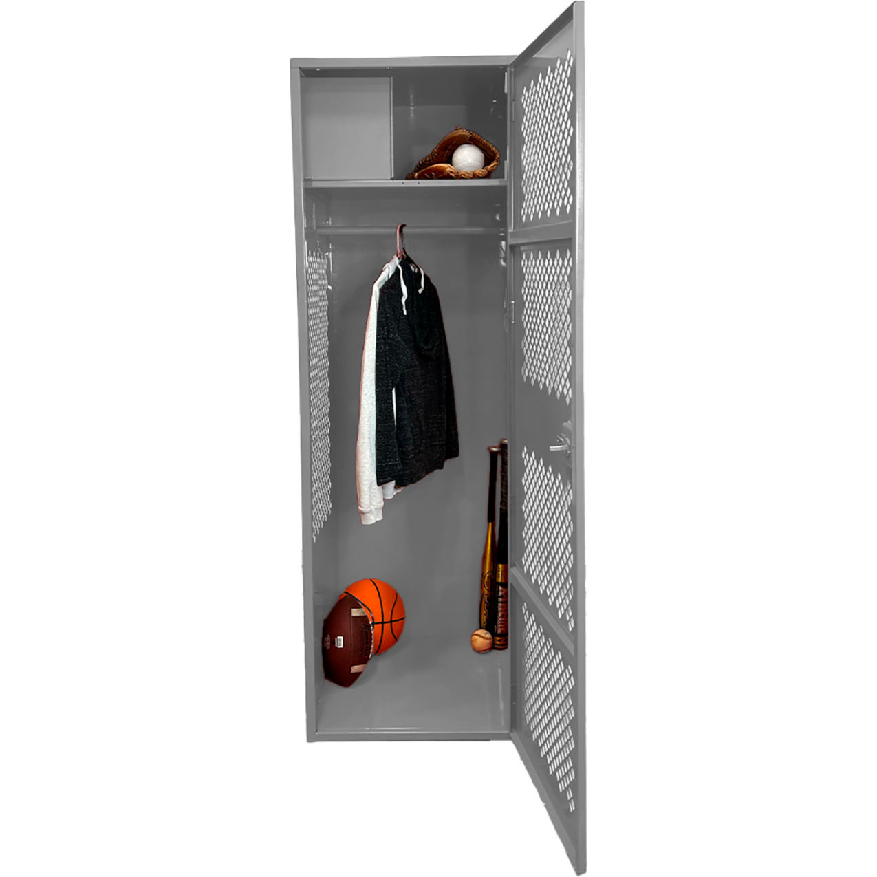 1 Door Security Gear Locker with Top Compartment, 24"W x 24"D x 72"H, Gray