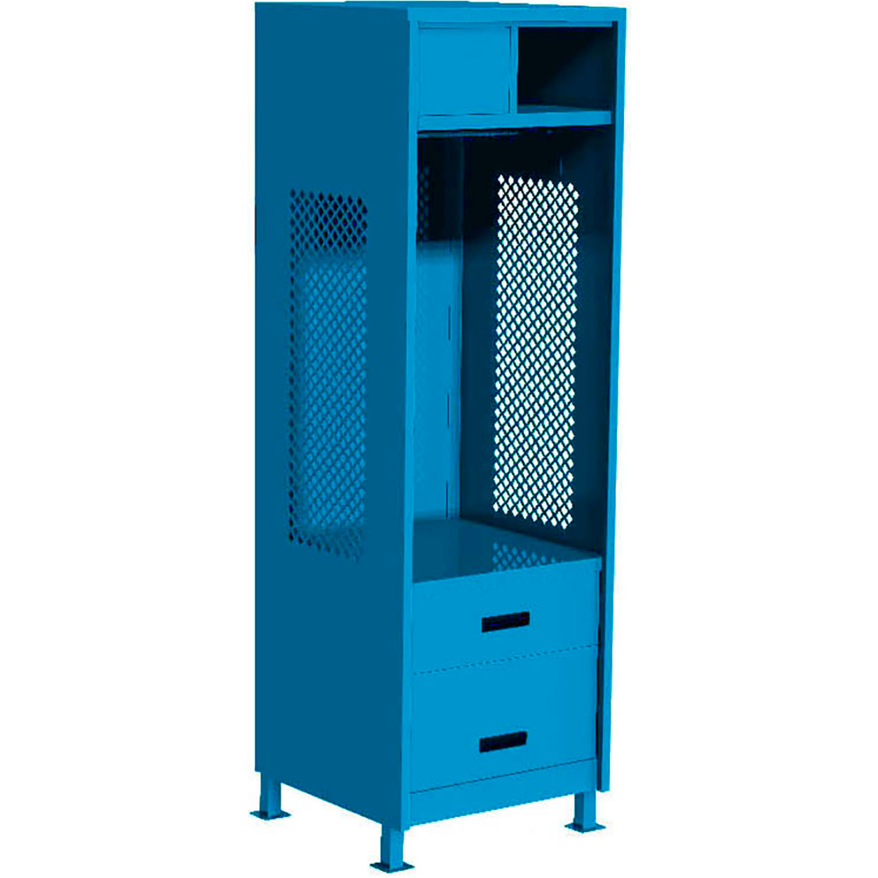 Open Gear Locker w/ 2 Drawers, Top Compt. & Legs, 24"W x 18"D x 76"H, Light Blue