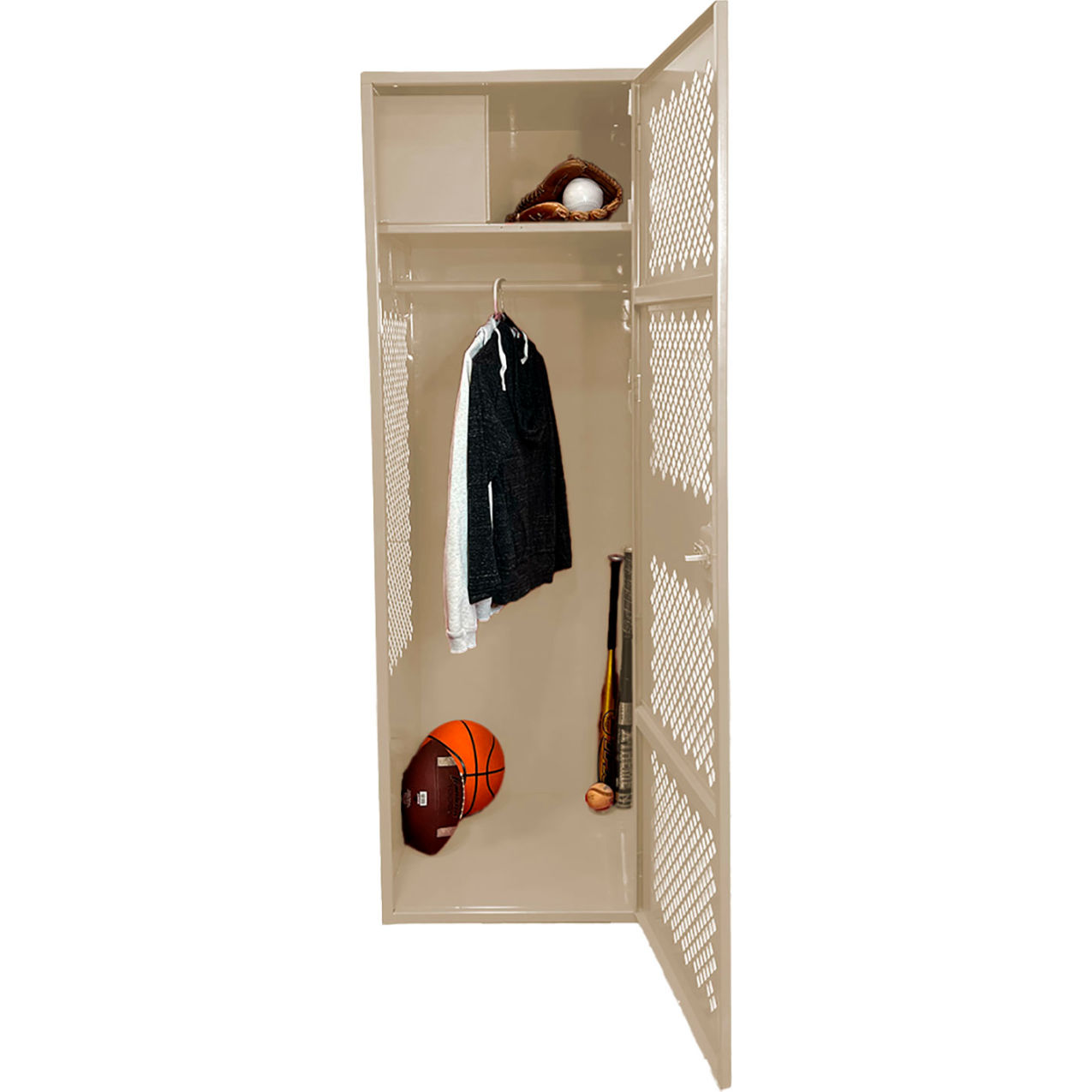 1 Door Security Gear Locker with Top Compartment, 24"W x 24"D x 72"H, Putty