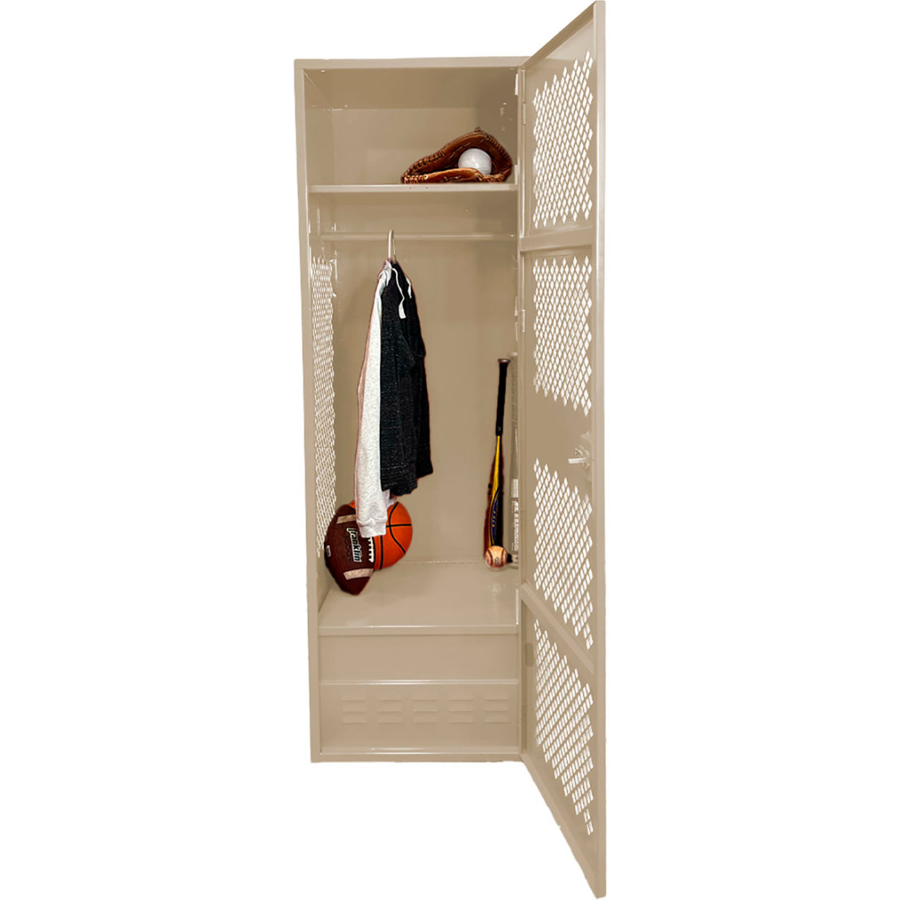 1 Door Security Gear Locker with Foot Locker, 24"W x 18"D x 72"H, Putty