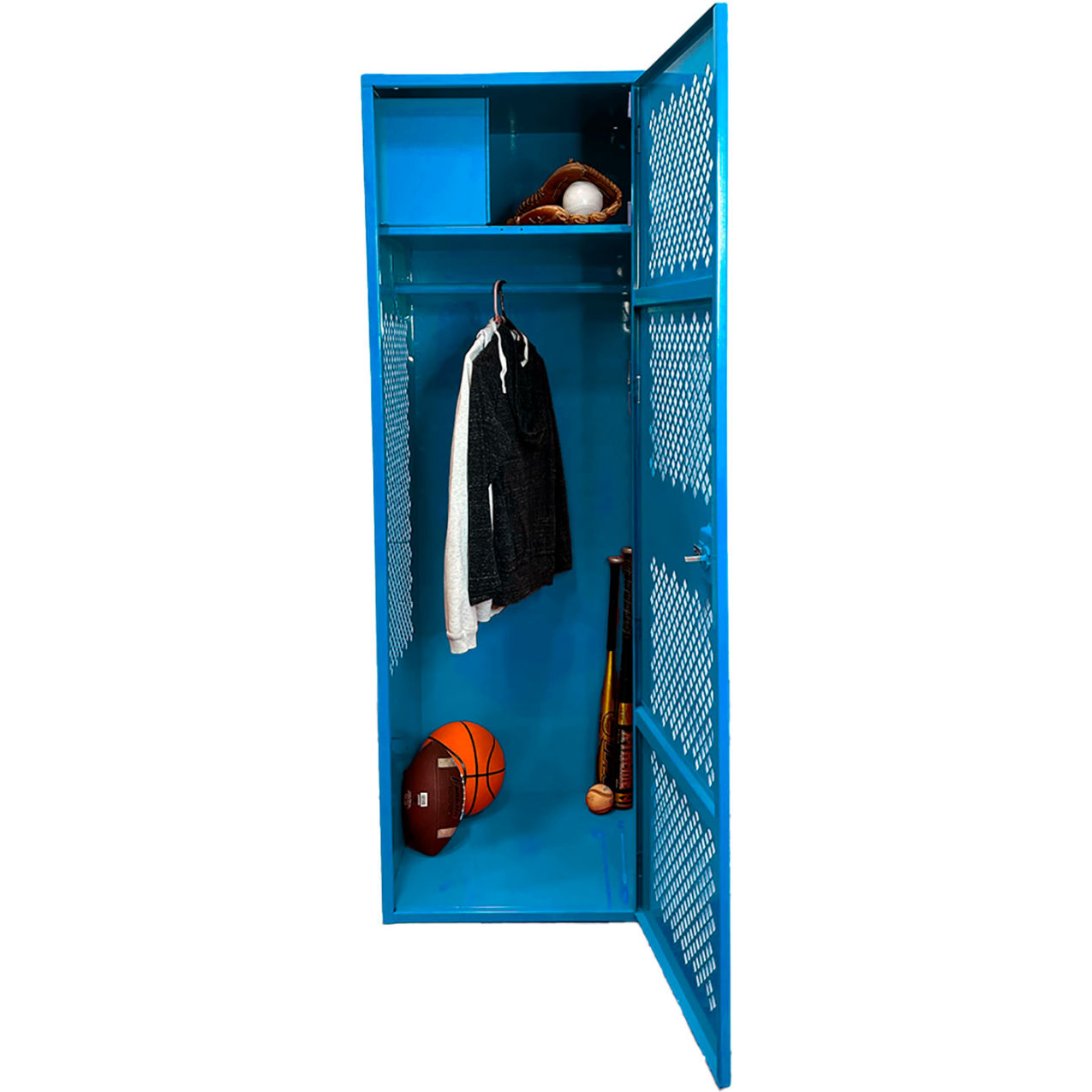 1 Door Security Gear Locker with Top Compartment, 24"W x 24"D x 72"H, Light Blue