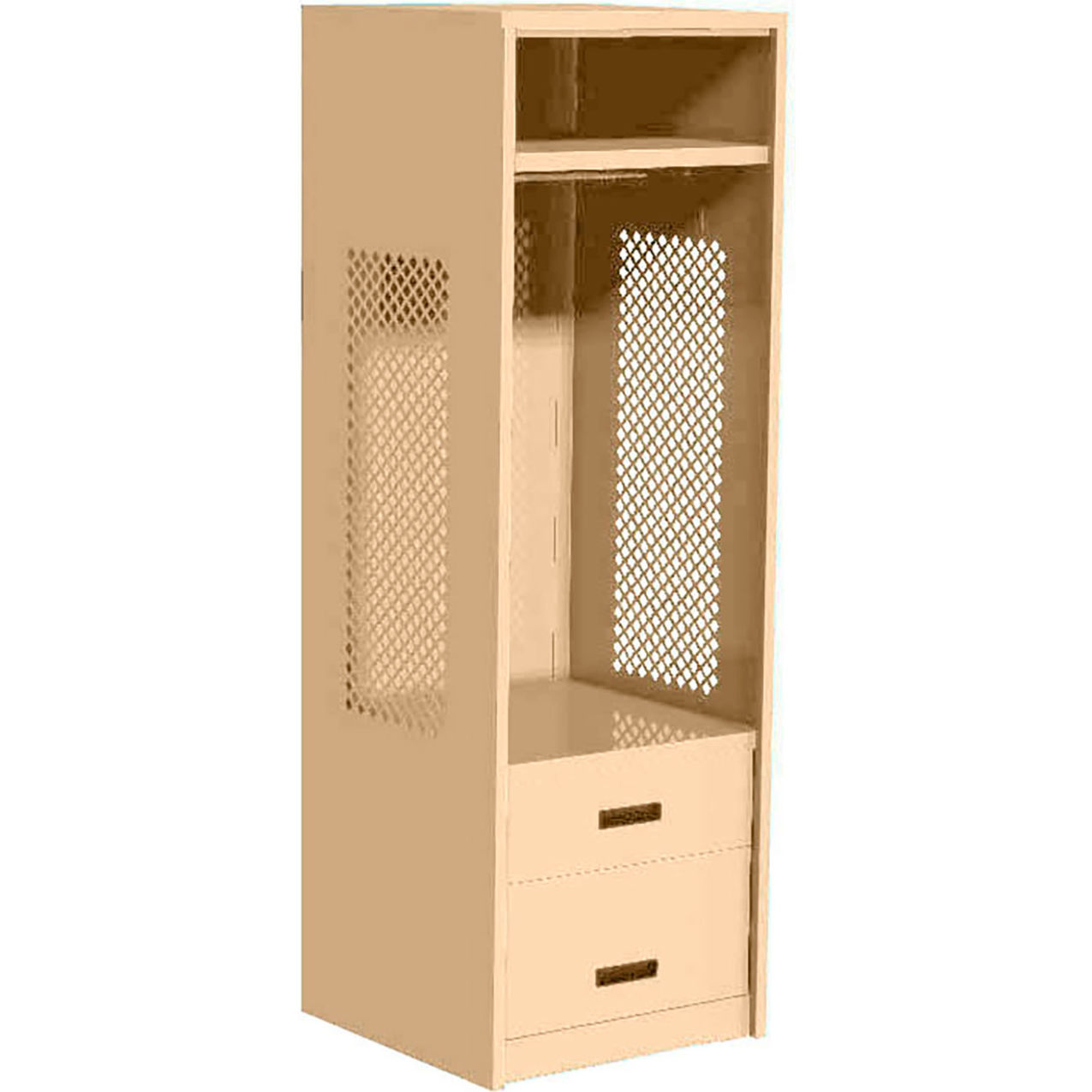 Open Gear Locker with 2 Drawers, 24"W x 24"D x 72"H, Putty