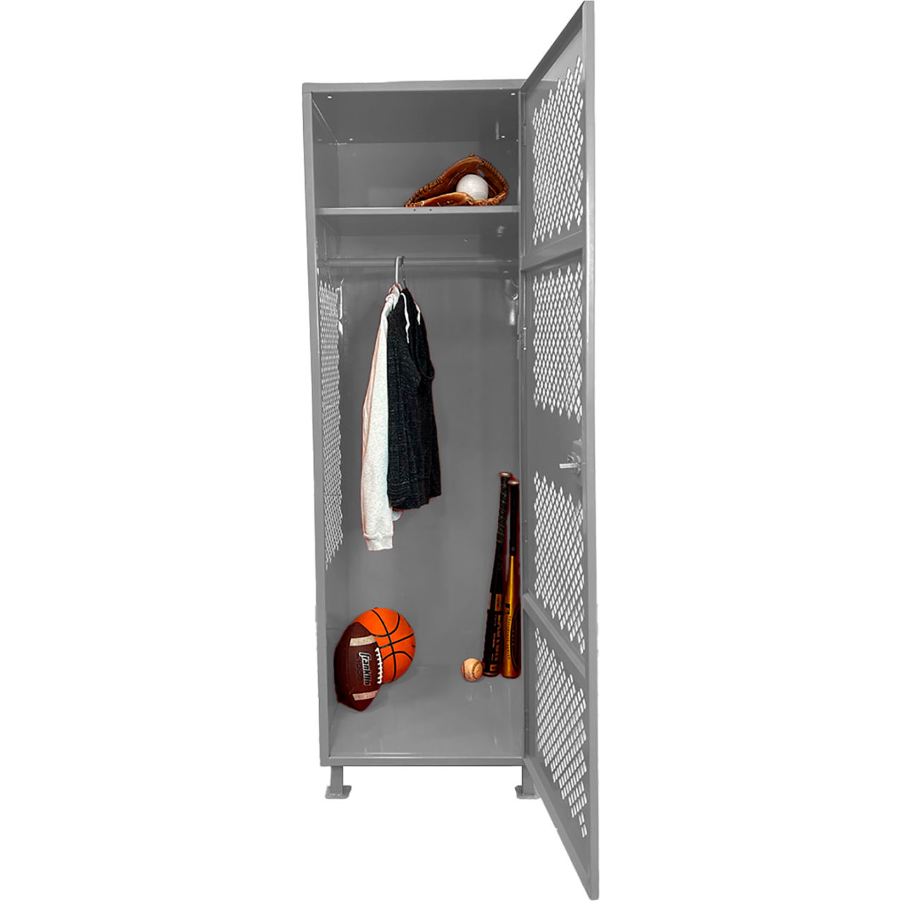 1 Door Security Gear Locker with Legs, 24"W x 24"D x 76"H, Gray