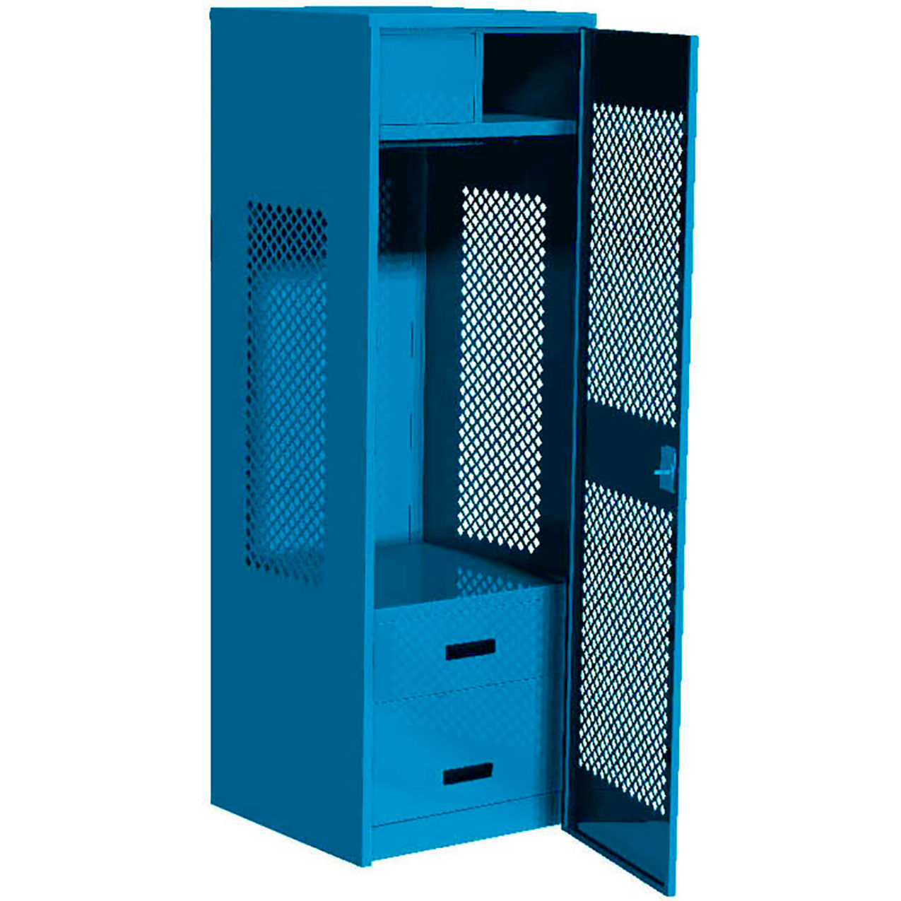 1 Door Security Gear Locker w/ 2 Drawers & Top Compt., 24"Wx18"Dx72"H, Light Blue