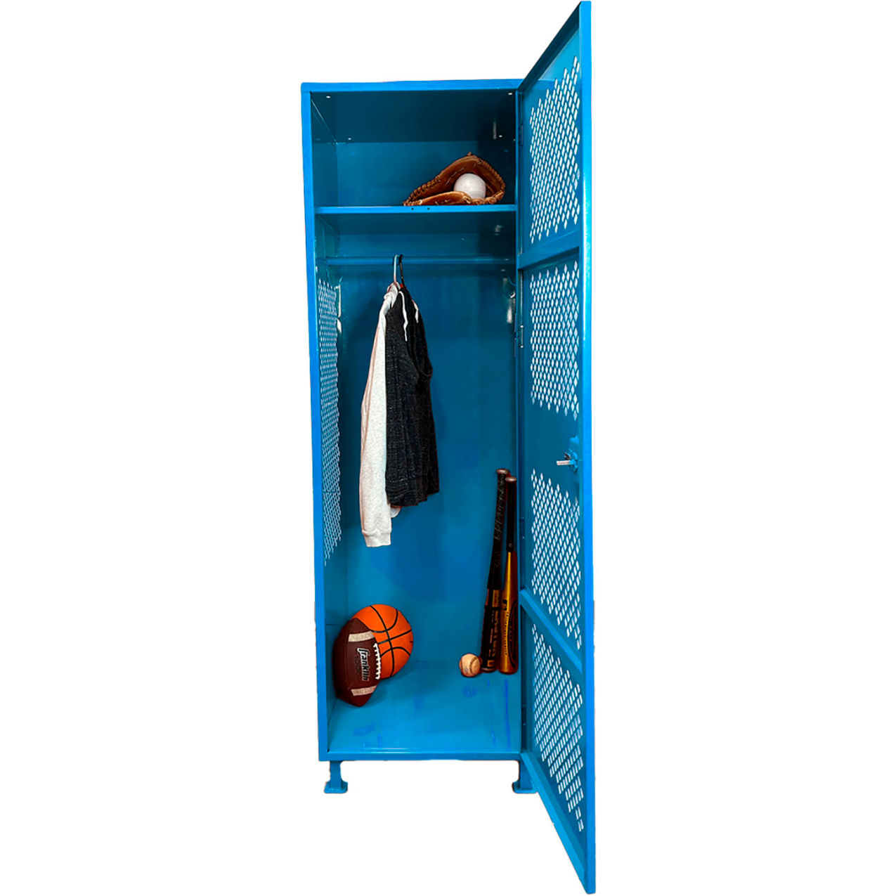 1 Door Security Gear Locker with Legs, 24"W x 24"D x 76"H, Light Blue